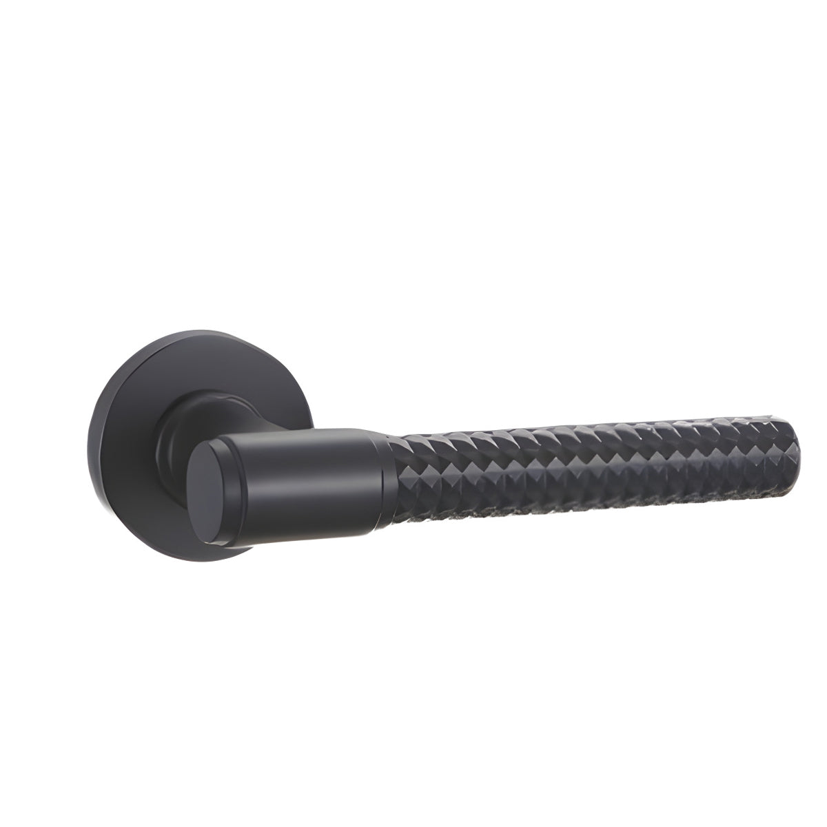 Knurled Zinc Alloy Interior Privacy Lever Handle 155mm - Black