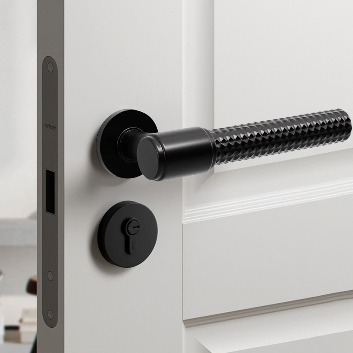 Matte Black Zinc Alloy Interior Lever Handle 155mm