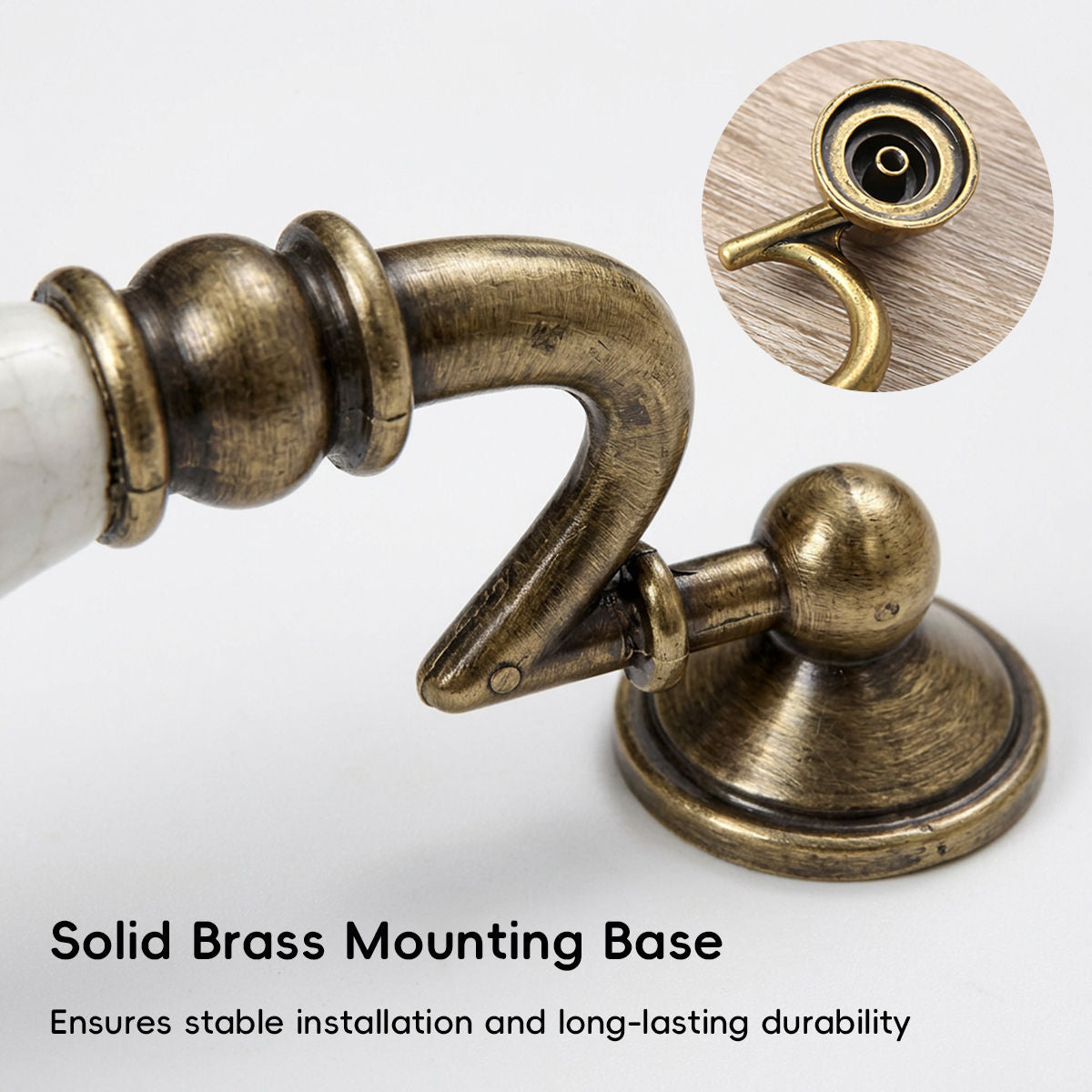 2 Pcs Elegant Ceramic & Solid Brass Cabinet Handles