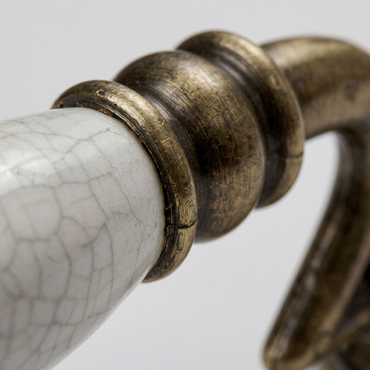 2 Pcs Elegant Ceramic & Solid Brass Cabinet Handles