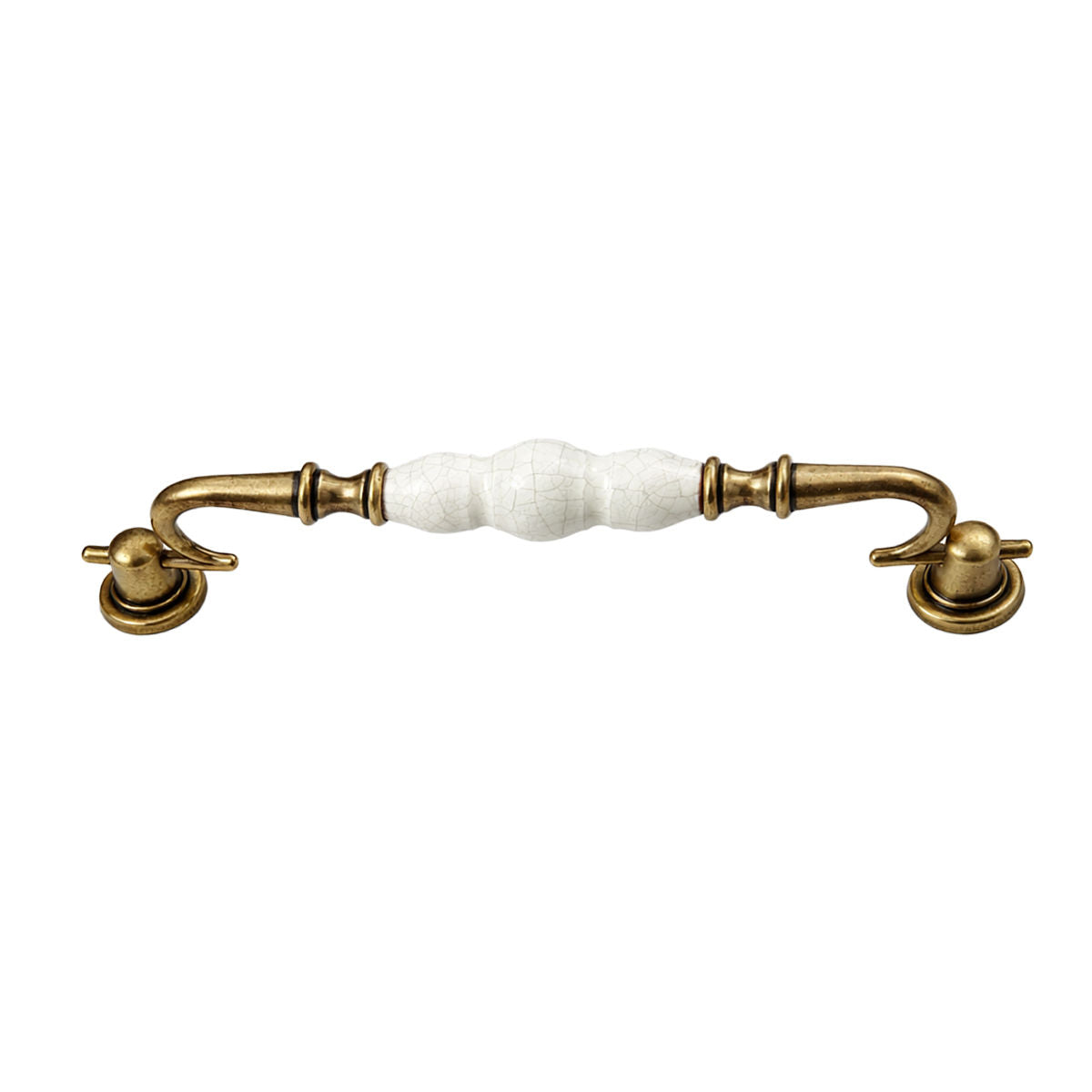2 Pcs Elegant Ceramic & Solid Brass Cabinet Handles