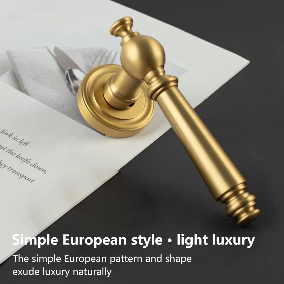 Brushed Gold Brass Interior Lever Handle Set 150mm