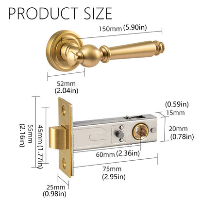 Brass Interior Door Handle American-Style Hand-Polished