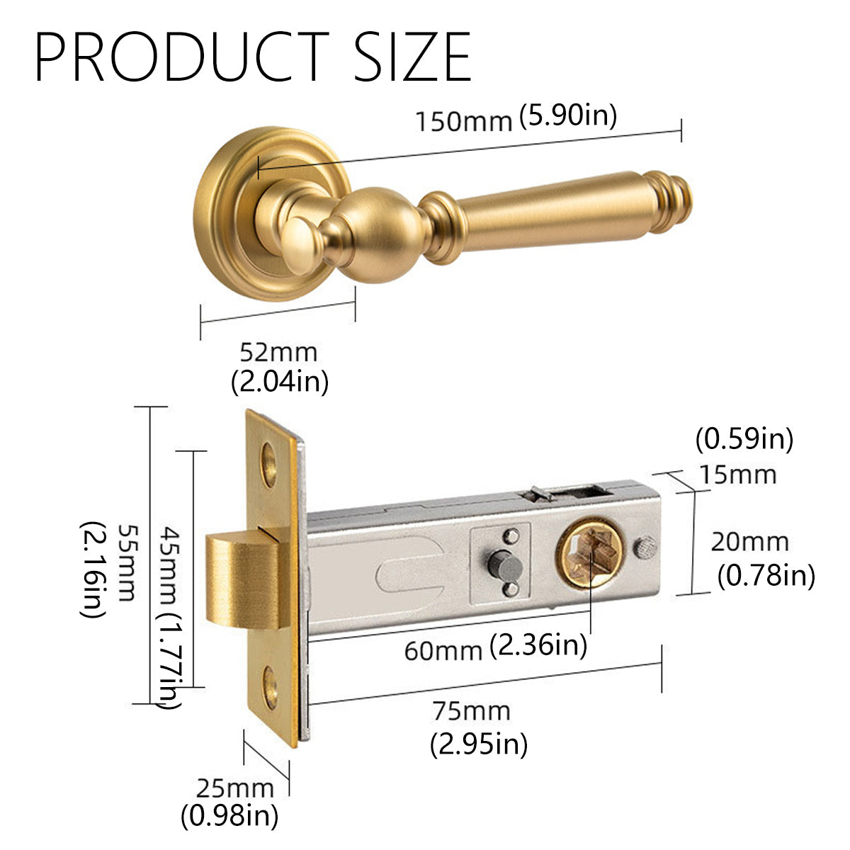 Brass Passage Lever Handle Set 150mm - view 12