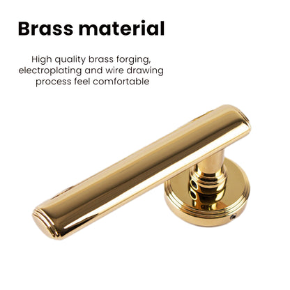 Brass Interior Door Handle Lock Set Privacy