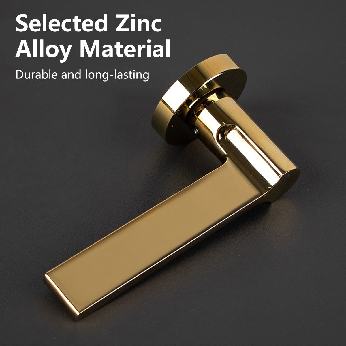 Brushed Gold Zinc Alloy Interior Lever Handle Lock Set 135mm