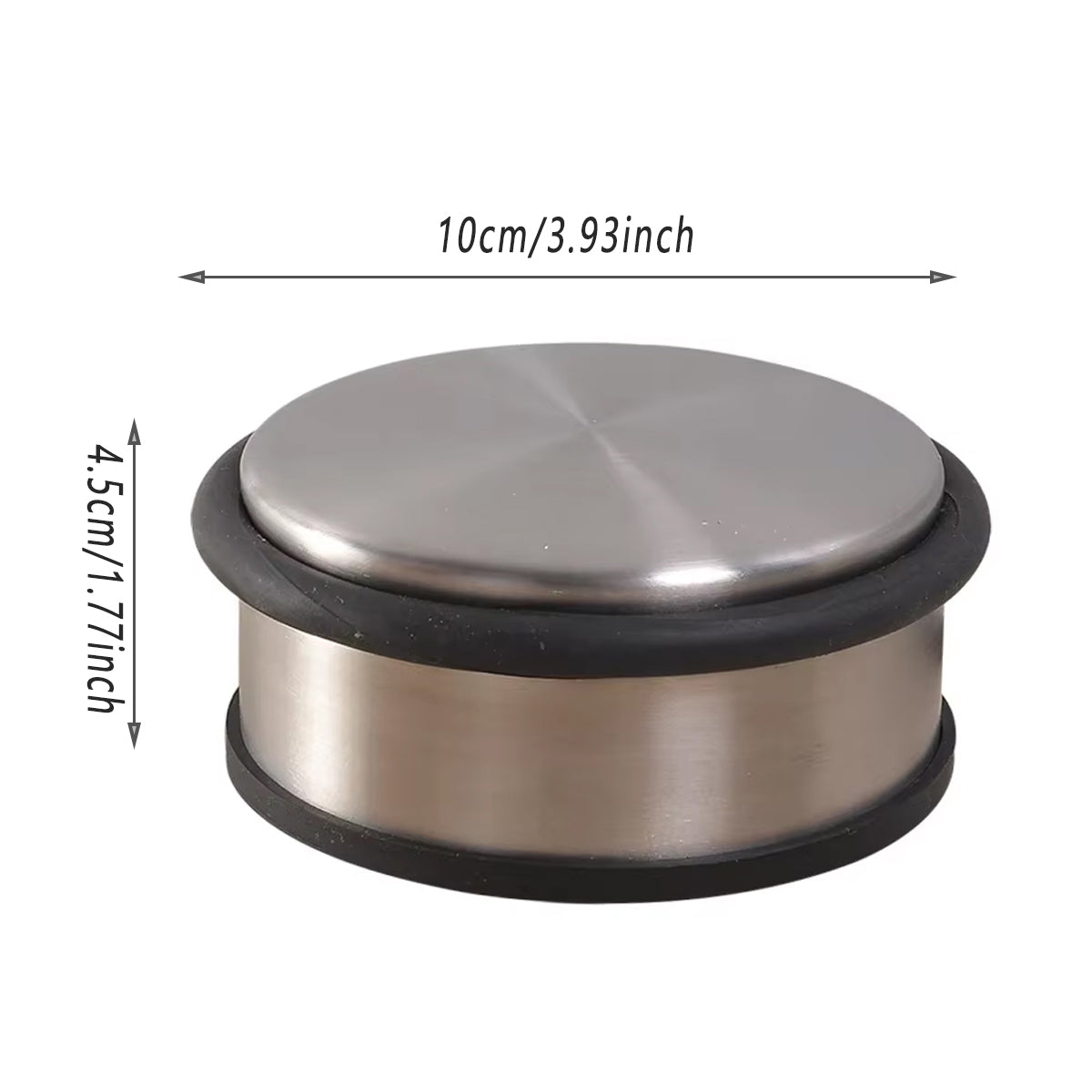 Silver Black Rubber Stainless Steel Door Stopper Non-Slip