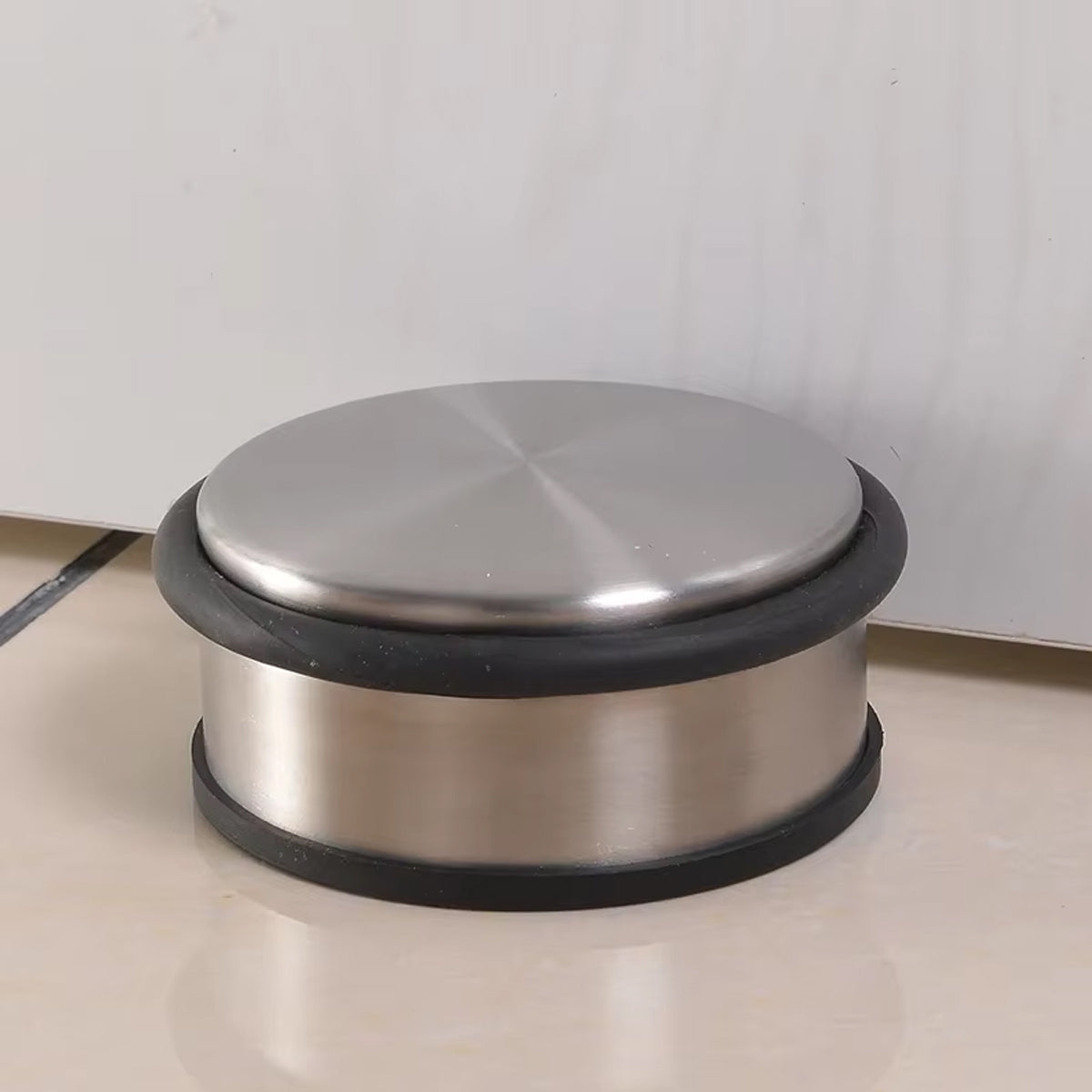 Silver Black Rubber Stainless Steel Door Stopper Non-Slip