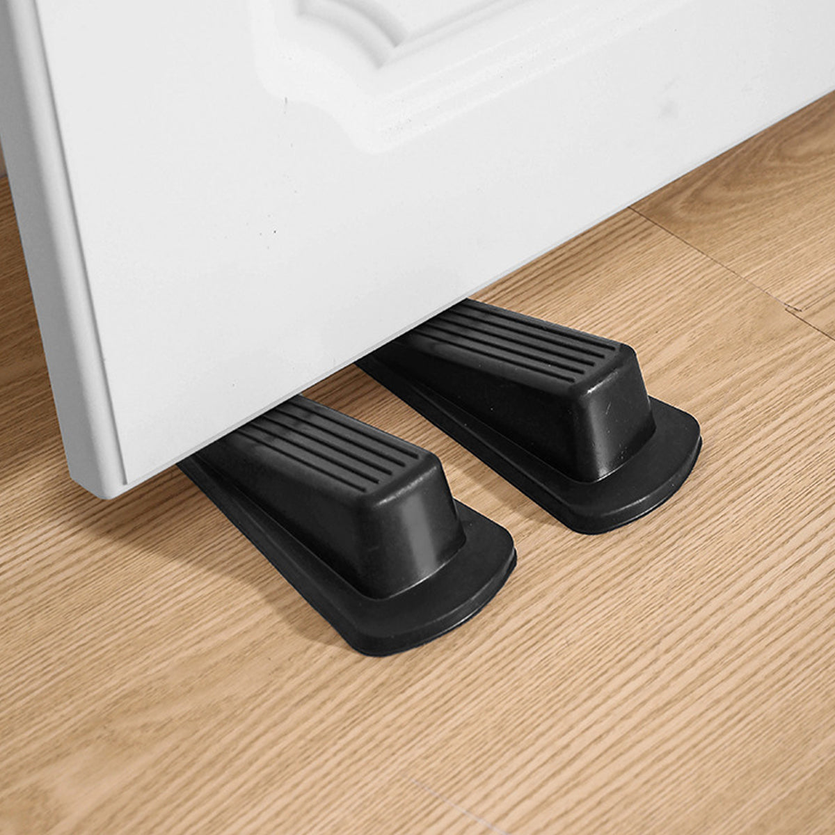 Black Textured Rubber Door Stopper Wedge Set 5 Pcs Anti-Theft