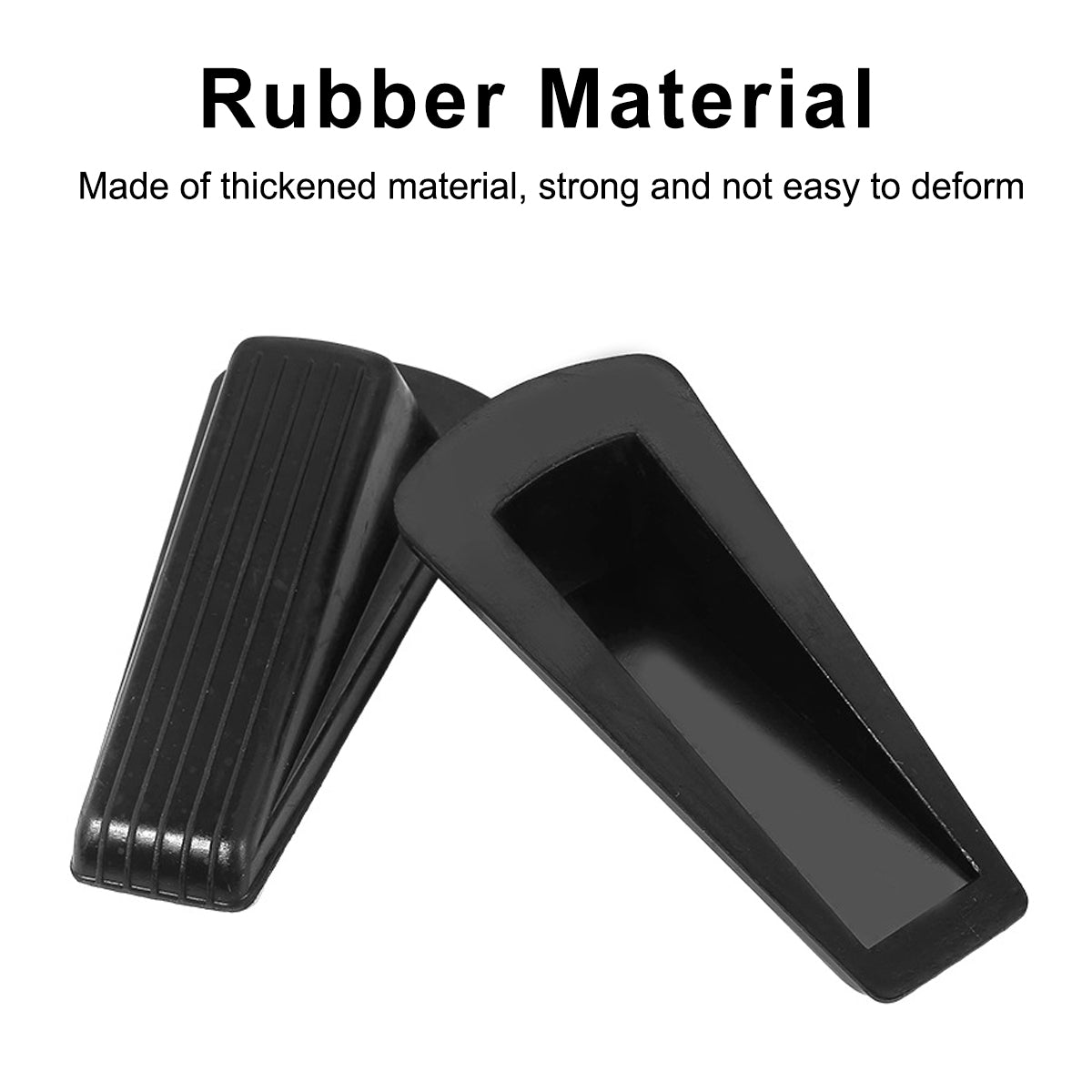 Black Textured Rubber Door Stopper Wedge Set 5 Pcs Anti-Theft