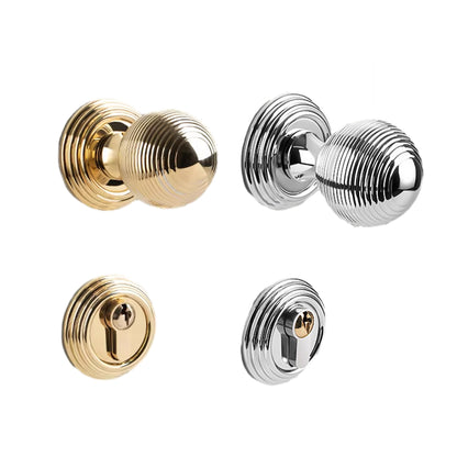 Round Brass Door Knob Lock Set for Bedroom Privacy