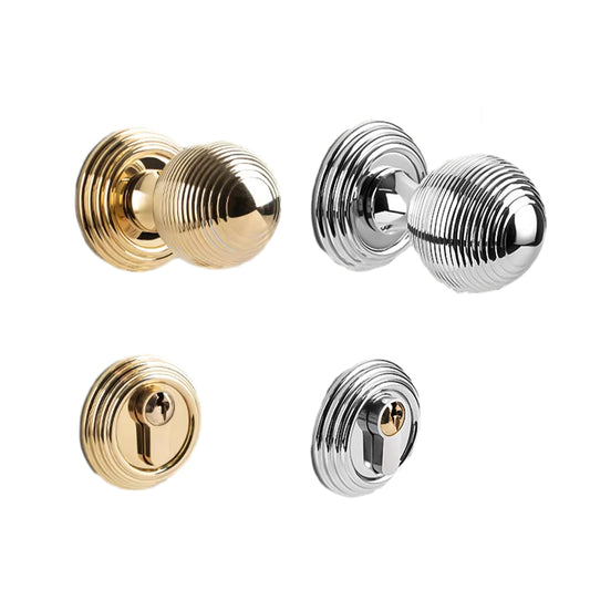 Round Brass Door Knob Lock Set for Bedroom Privacy