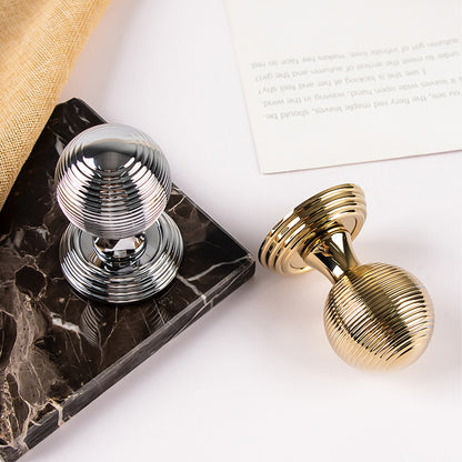 Round Brass Door Knob Lock Set for Bedroom Privacy