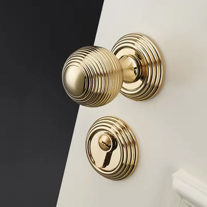 Round Brass Door Knob Lock Set for Bedroom Privacy