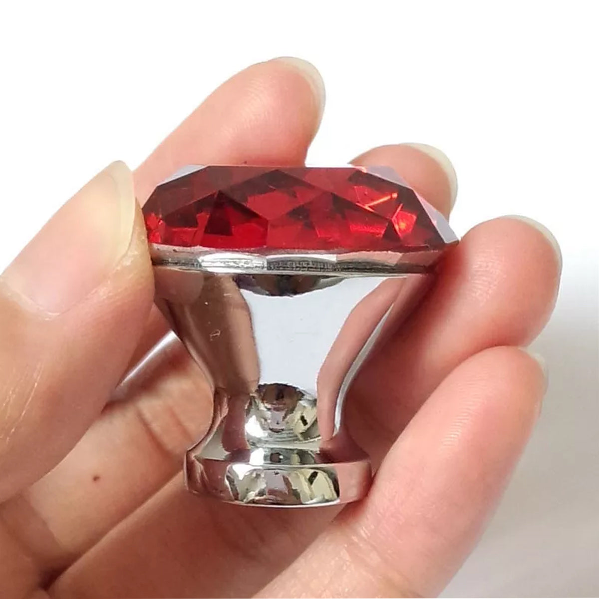 Red Crystal & Zinc Alloy Cupboard & Cabinet Knob 30mm/40mm 10pcs