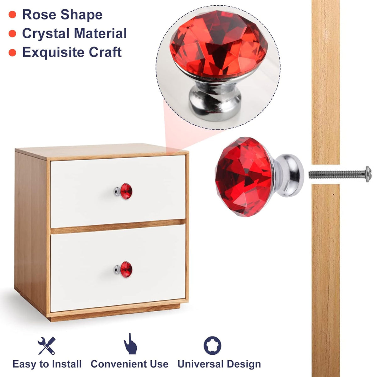 Crystal Zinc Alloy Cabinet Knob / 30mm 40mm 10 Pack - view 12