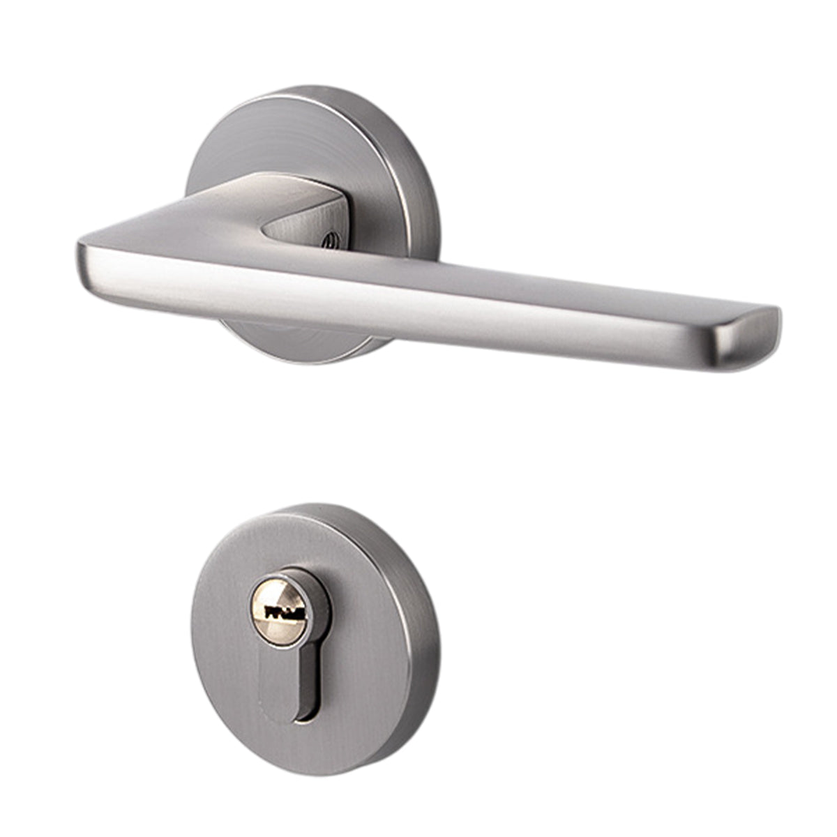 Silver Zinc Alloy Interior Lever Handle Lock Set 135mm