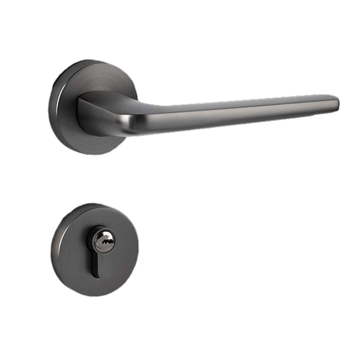 Matte Black Zinc Alloy Interior Lever Handle Lock Set 135mm