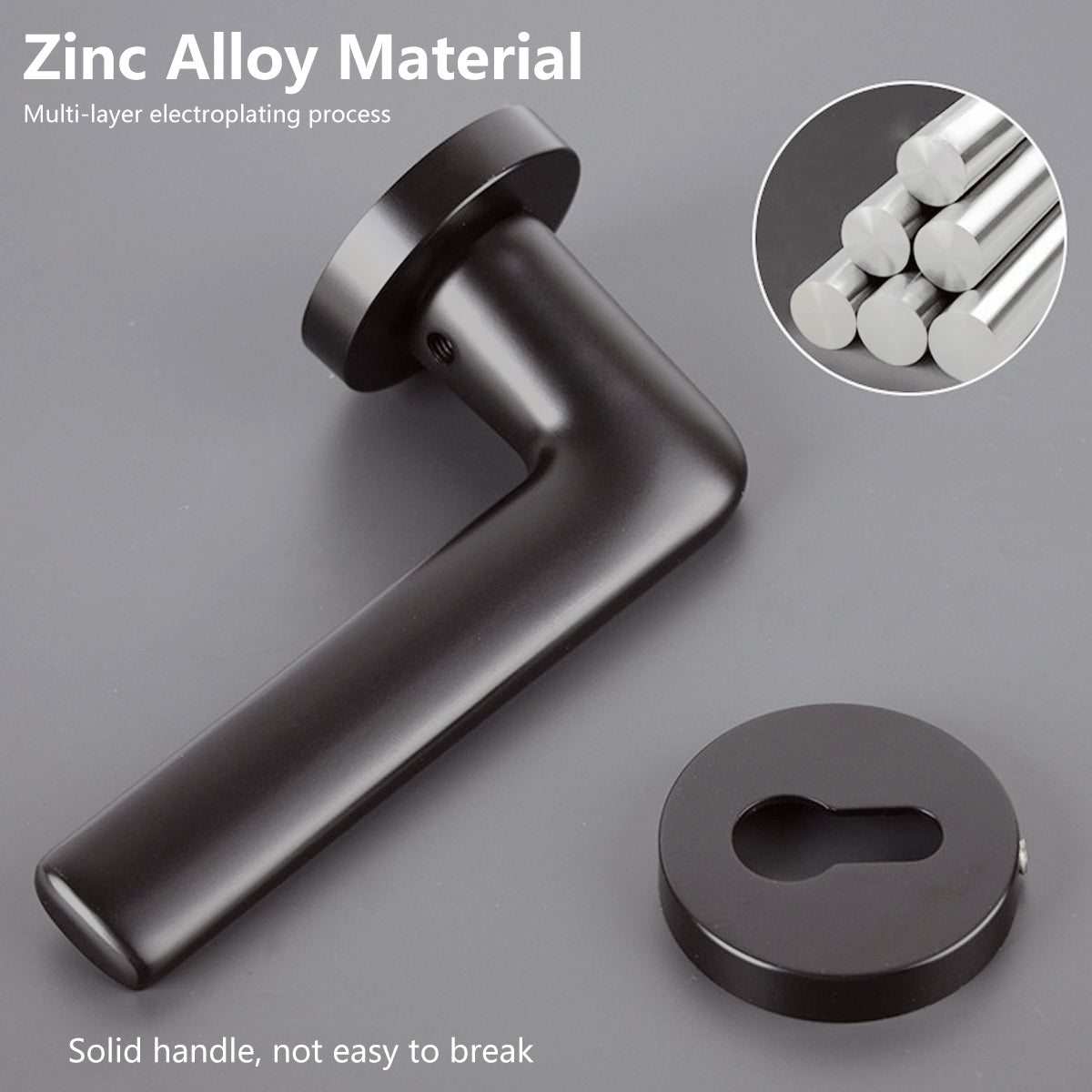 Zinc Alloy Interior Lever Handle Lock Set 135mm Copper Core - Black Nickel