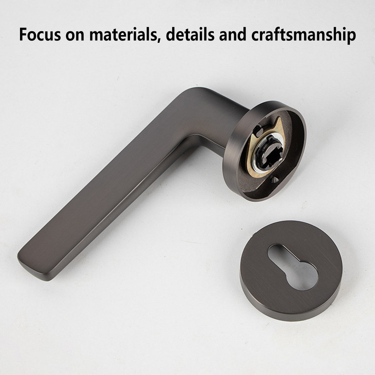 Zinc Alloy Interior Lever Handle Lock Set 135mm Copper Core - Black Nickel