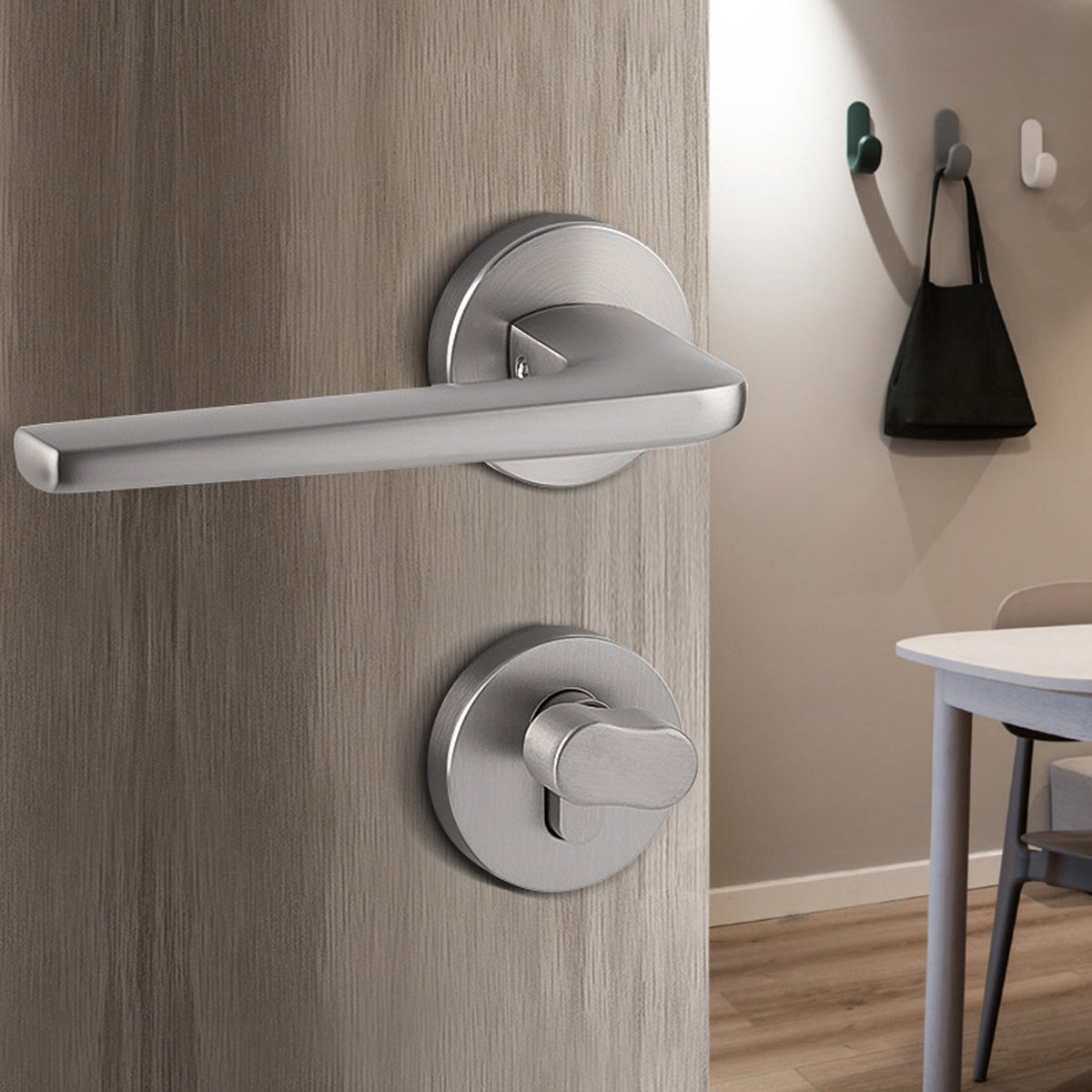 Silver Zinc Alloy Interior Lever Handle Lock Set 135mm