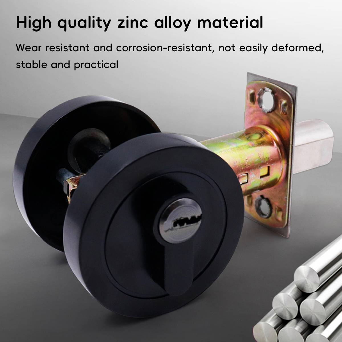 Plain Zinc Alloy Double-Sided Door Lock With Brass Core