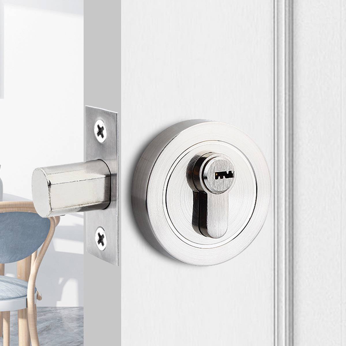 Plain Zinc Alloy Double-Sided Door Lock With Brass Core
