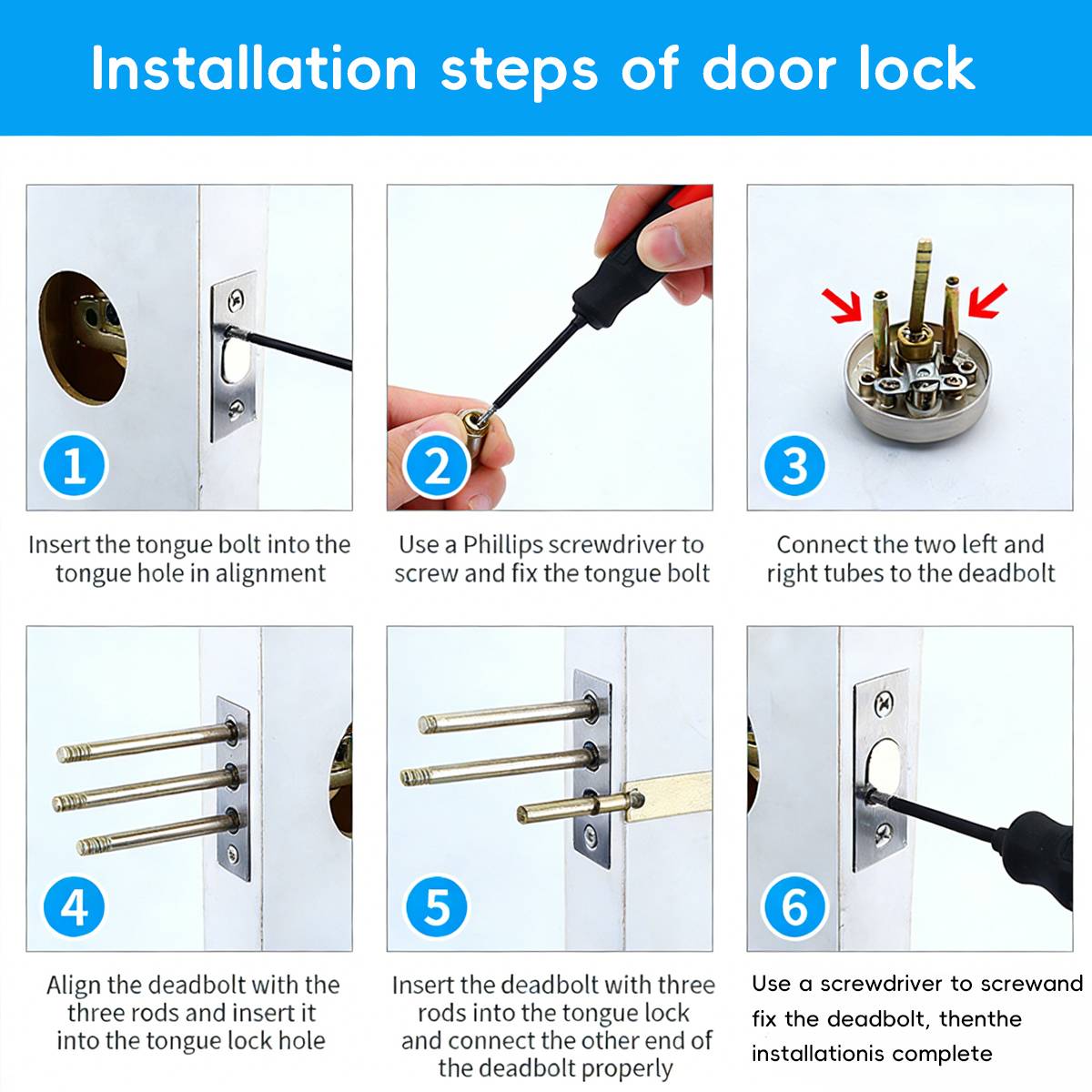 Plain Zinc Alloy Double-Sided Door Lock With Brass Core