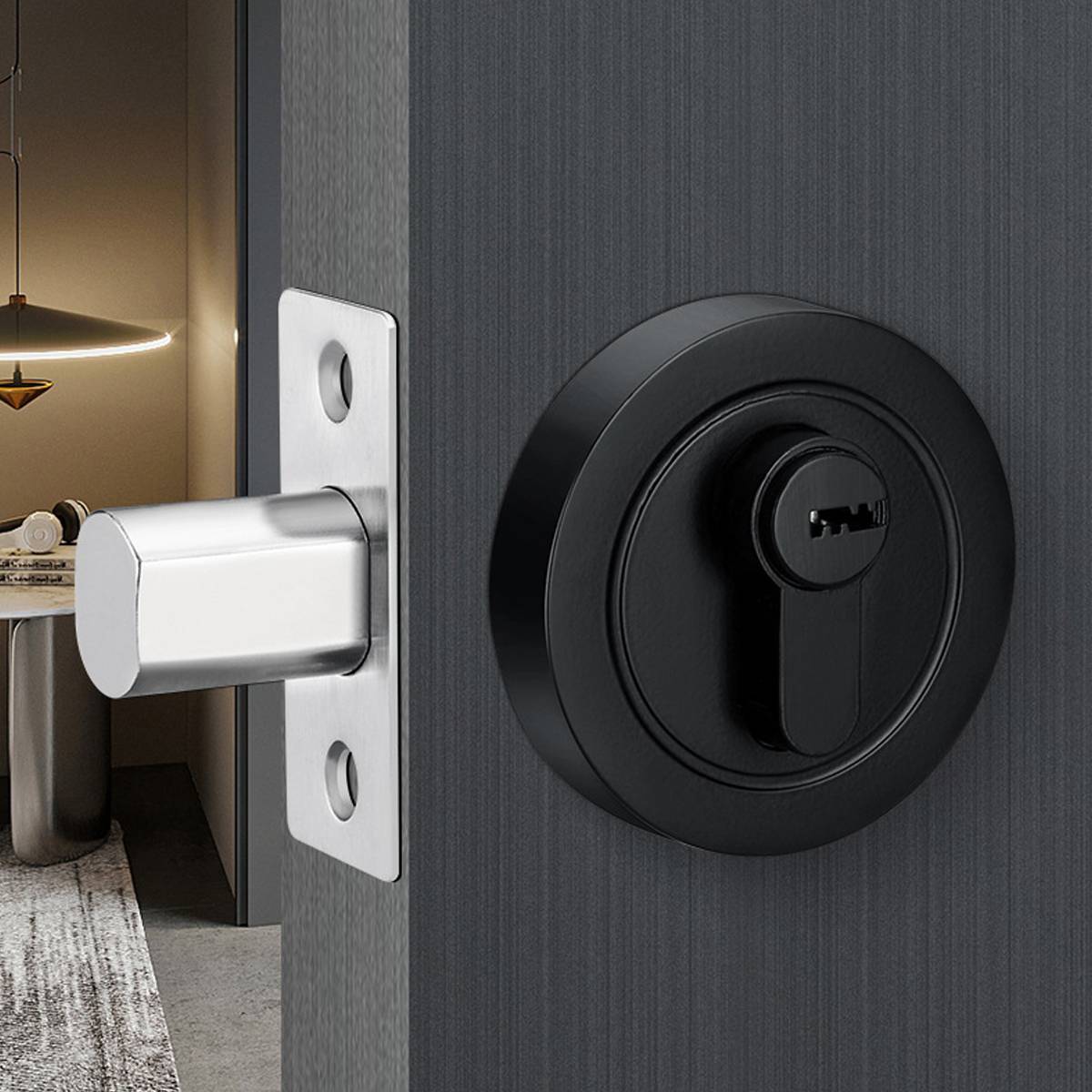 Plain Zinc Alloy Double-Sided Door Lock With Brass Core