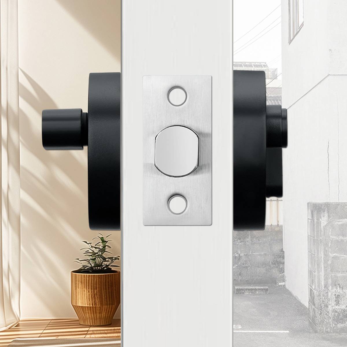Plain Zinc Alloy Double-Sided Door Lock With Brass Core