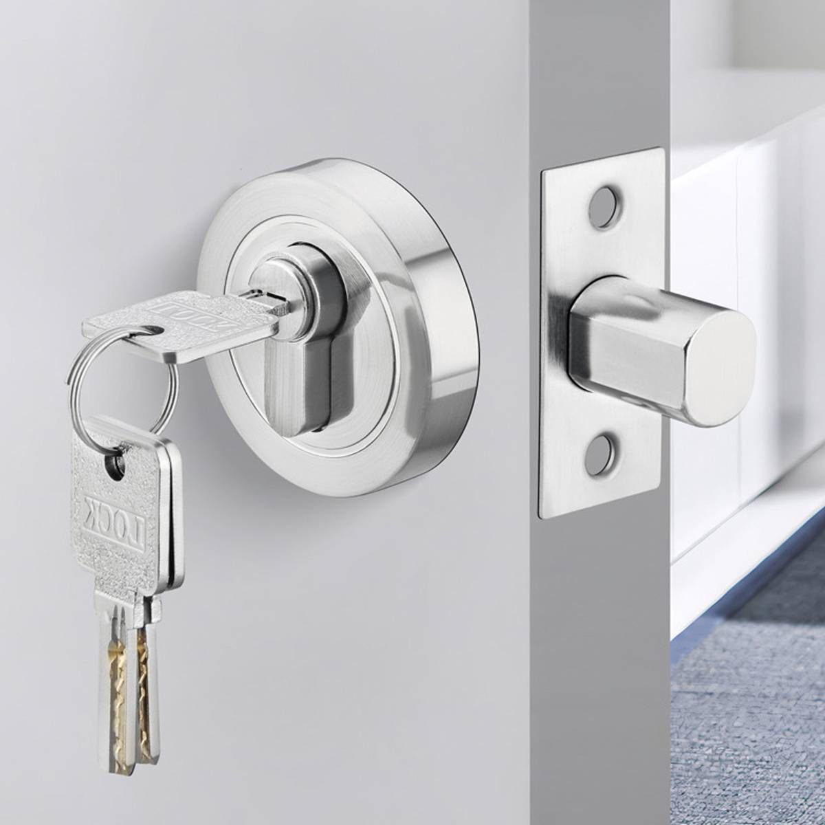Plain Zinc Alloy Double-Sided Door Lock With Brass Core
