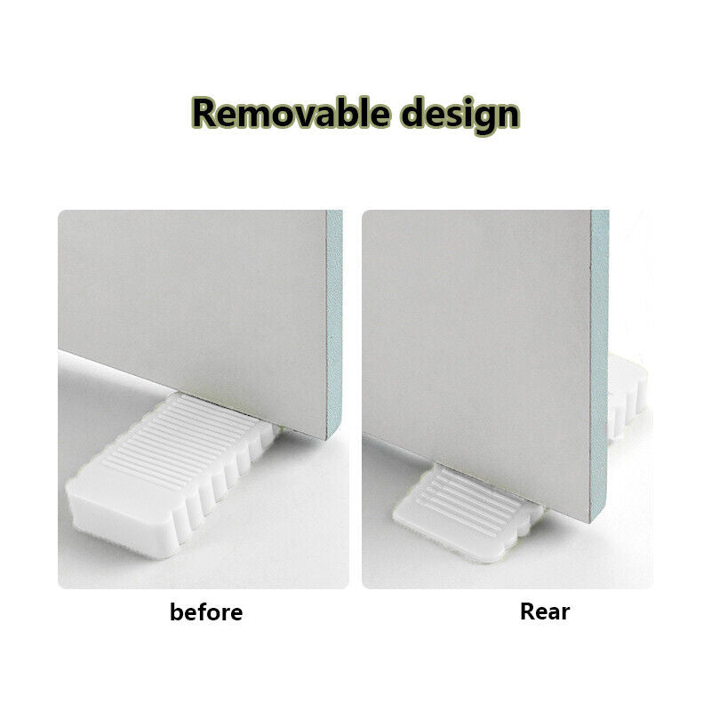 White Rubber Wedge Door Stoppers Set of 2 for Floors & Carpets