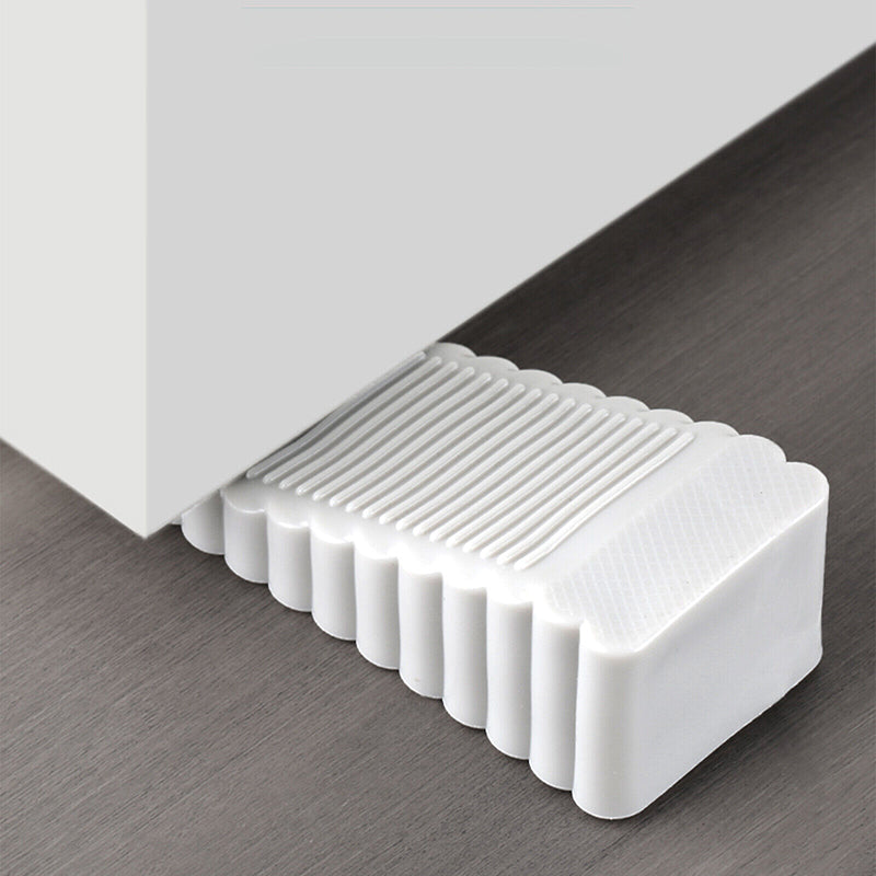 White Rubber Wedge Door Stoppers Set of 2 for Floors & Carpets