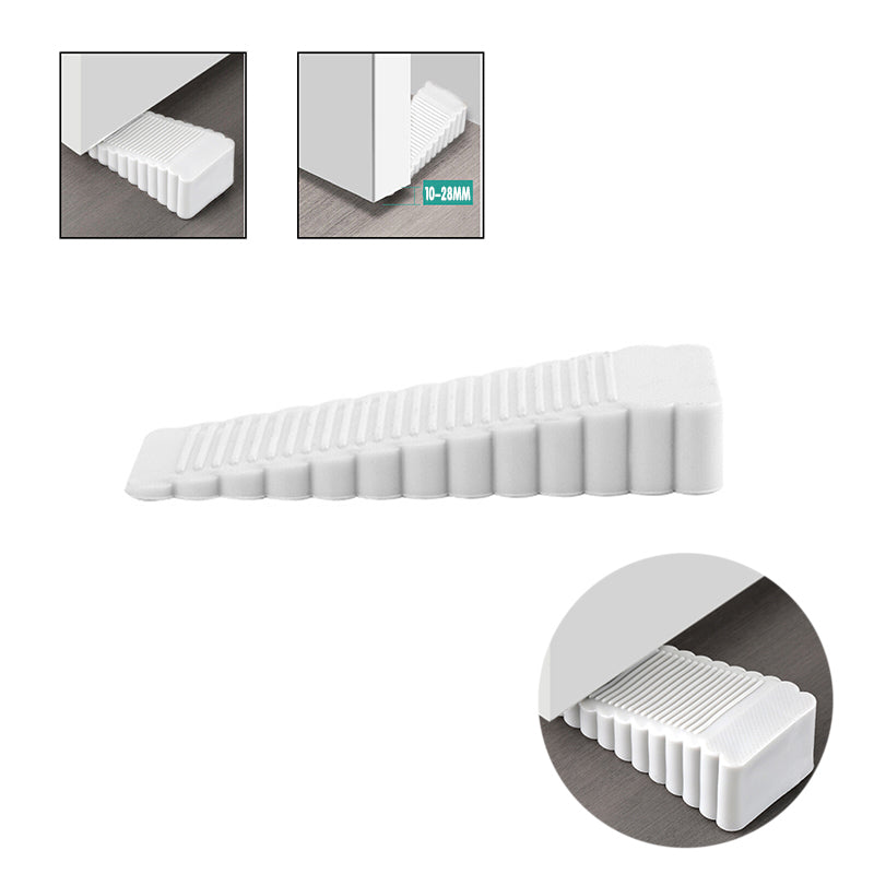 White Rubber Wedge Door Stoppers Set of 2 for Floors & Carpets