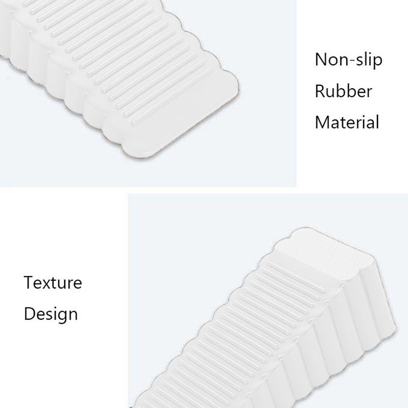 White Rubber Wedge Door Stoppers Set of 2 for Floors & Carpets