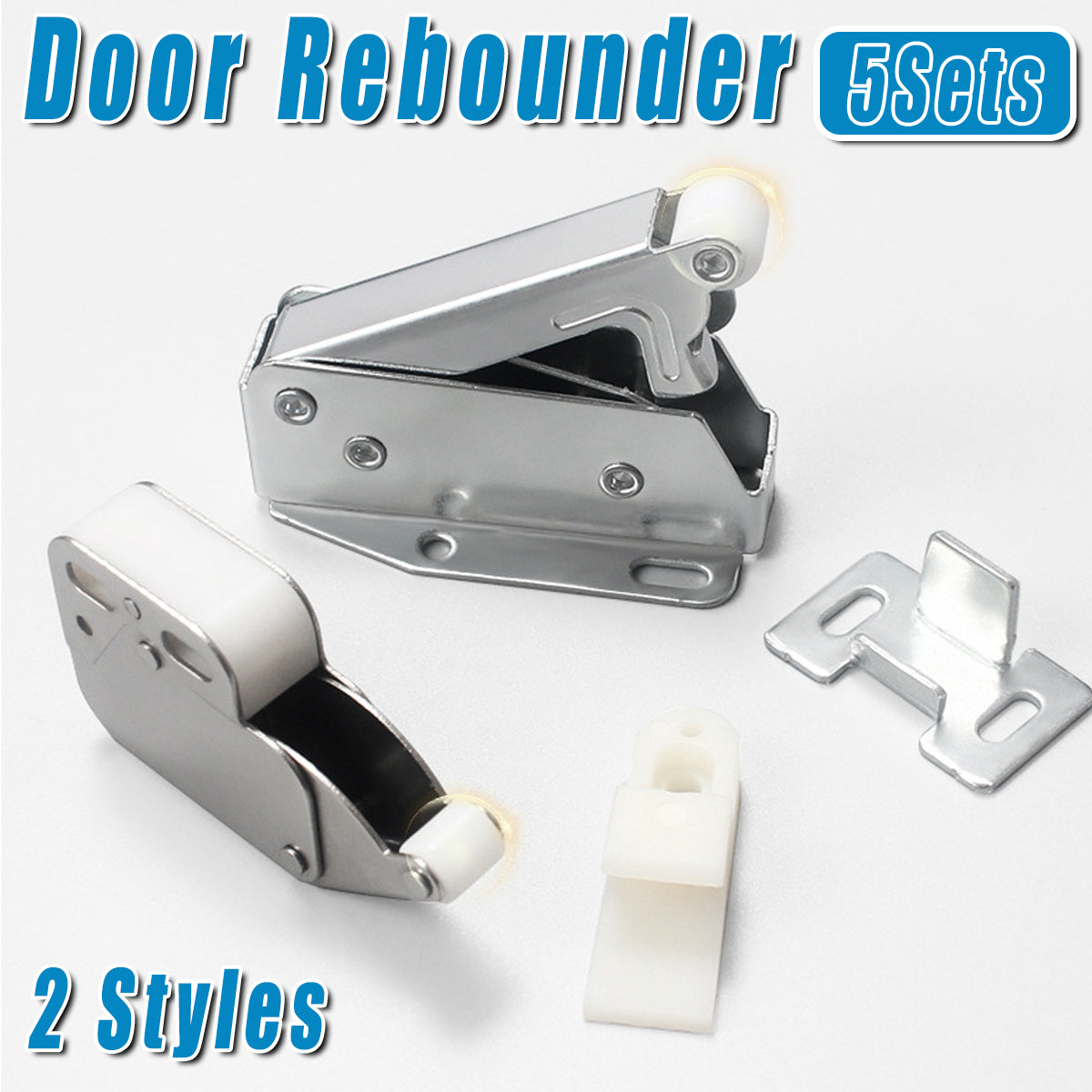Silver Nickel-Plated Steel V-Shape Cabinet Rebound Latch Set