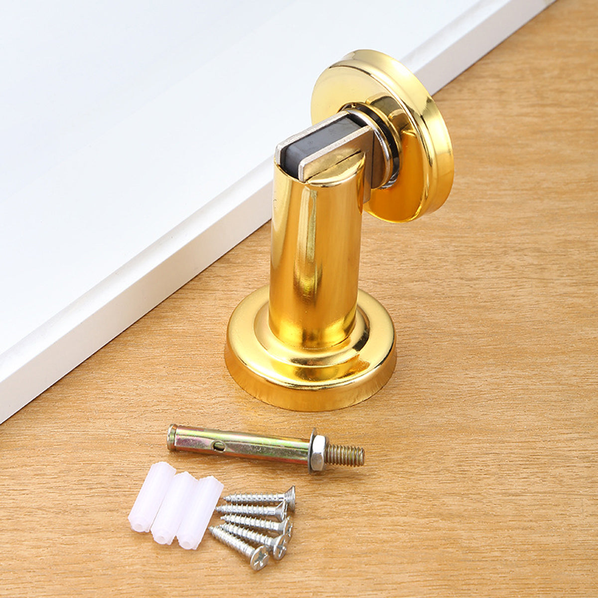 Stainless Steel Wall/Floor-mounted Magnetic Door Stopper 98mm x 51mm - Gold