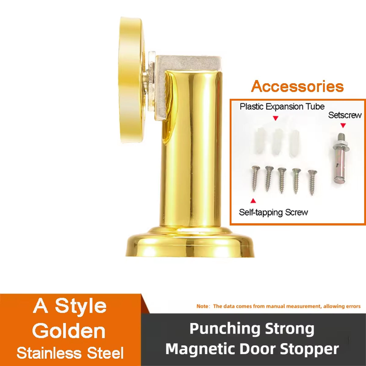 Stainless Steel Wall/Floor-mounted Magnetic Door Stopper 98mm x 51mm - Gold