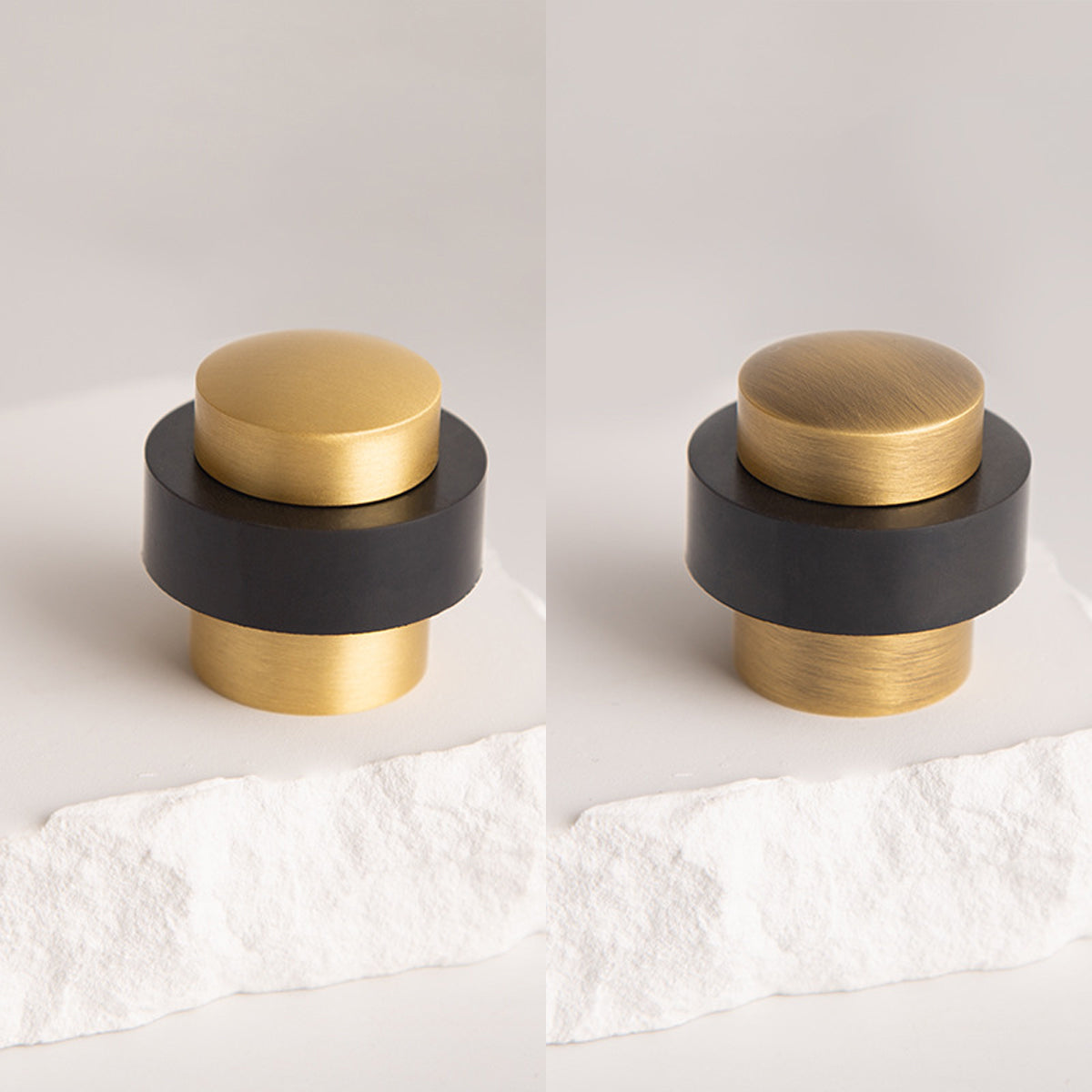 Copper Floor-Mount Door Stopper with Brushed Finish