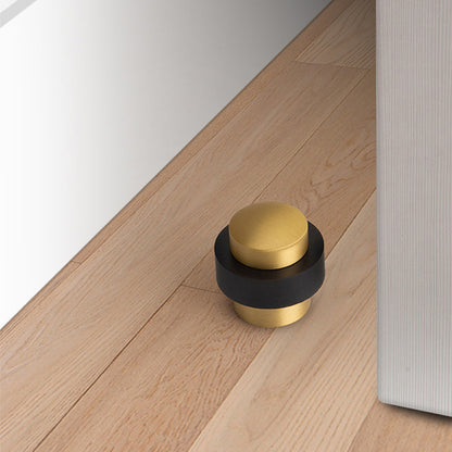 Copper Floor-Mount Door Stopper with Brushed Finish