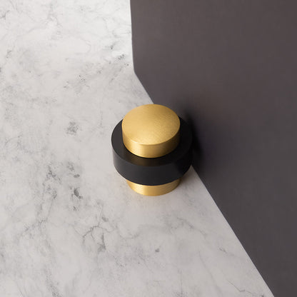 Copper Floor-Mount Door Stopper with Brushed Finish