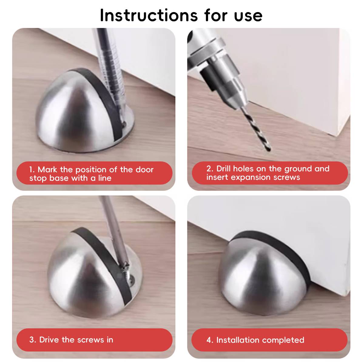 2 Pcs Rubber Door Stop with Anti-Collision Noise