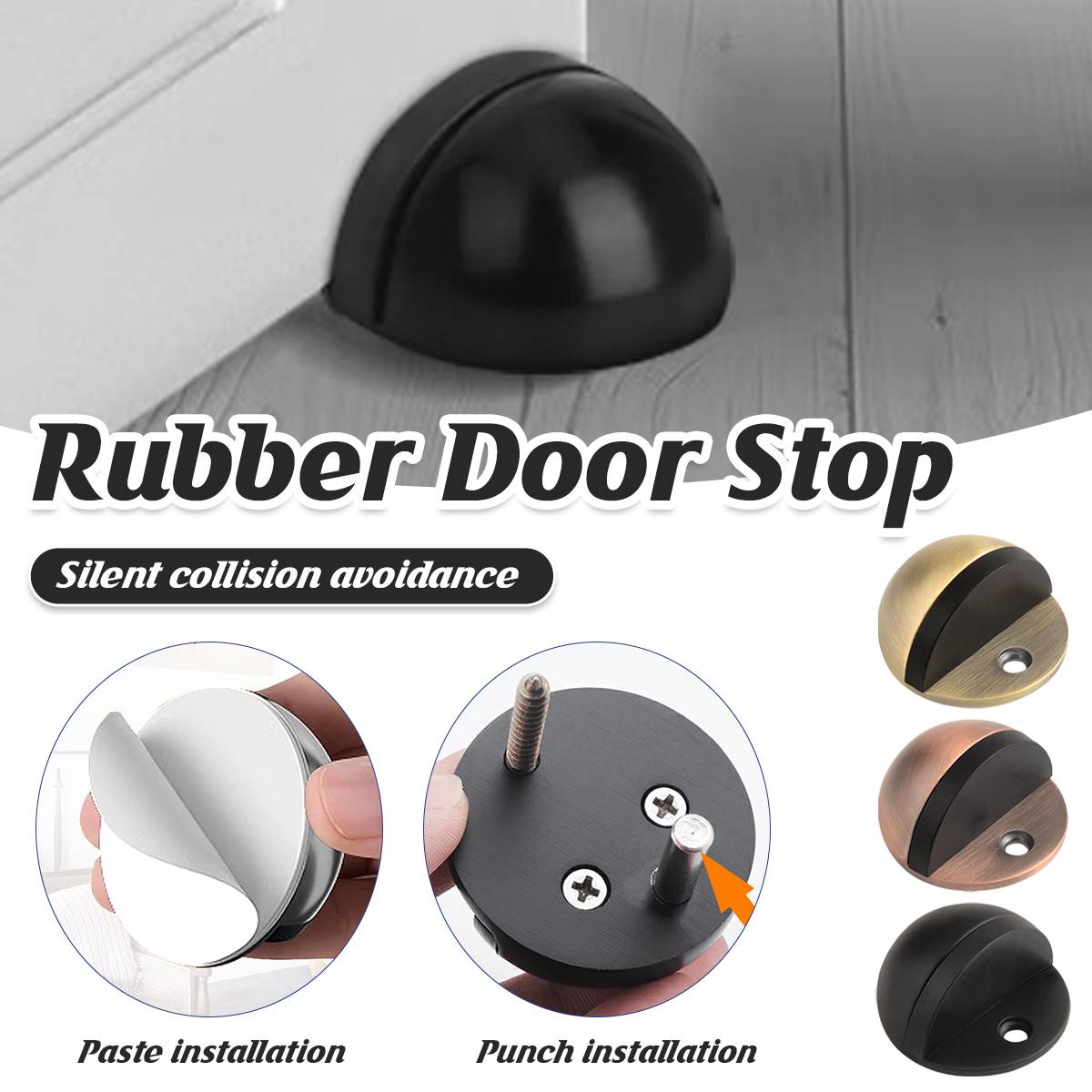 2 Pcs Rubber Door Stop with Anti-Collision Noise