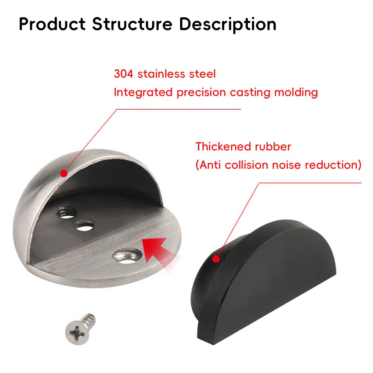 2 Pcs Rubber Door Stop with Anti-Collision Noise