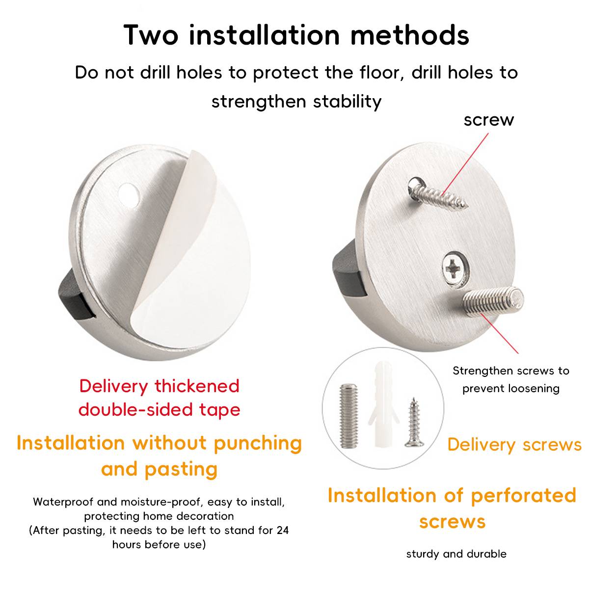 2 Pcs Rubber Door Stop with Anti-Collision Noise