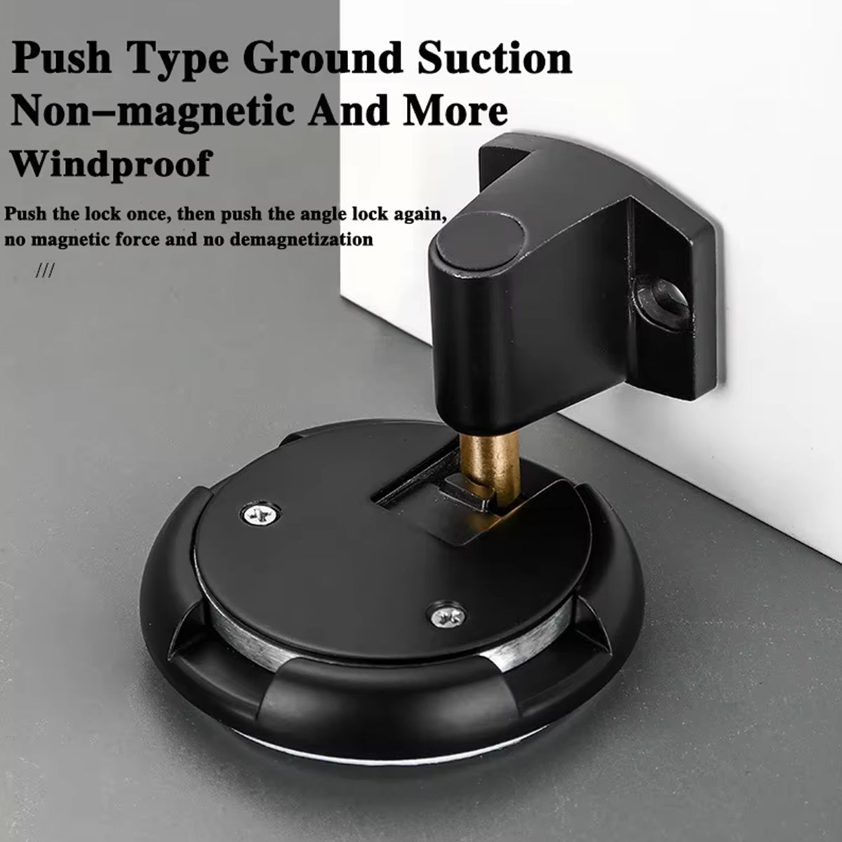 Floor-Mount Door Stop with Adjustable Push-Lock