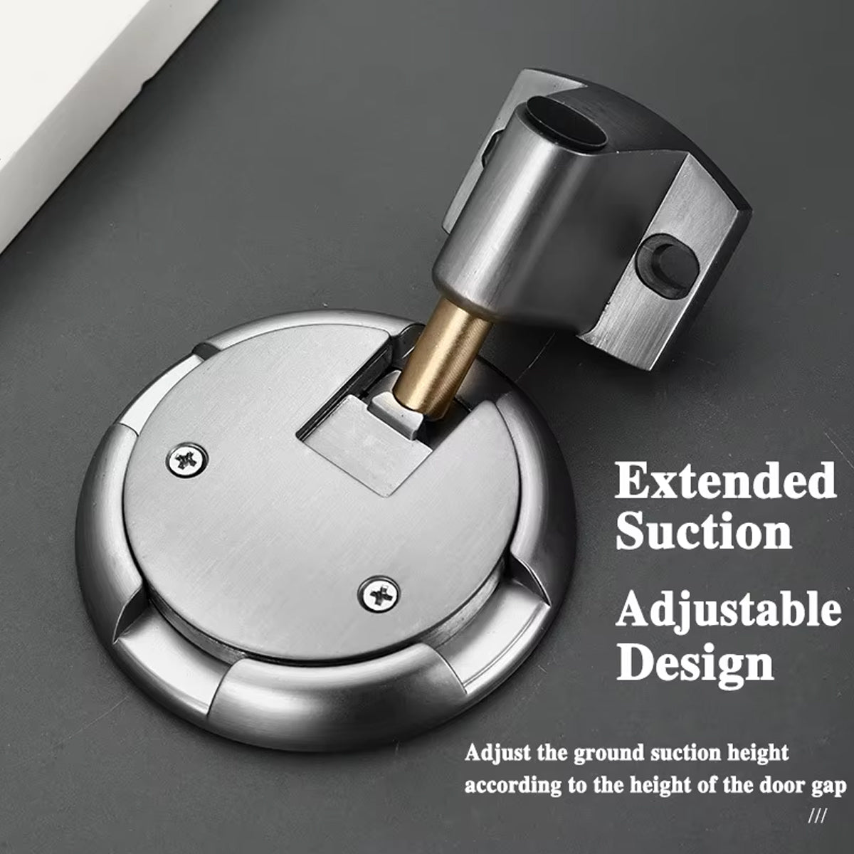 Zinc Alloy Push-Lock Floor-mounted Door Stopper 63mm - Brushed Silver