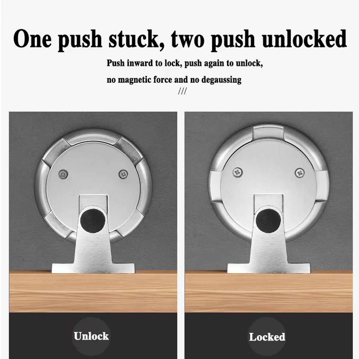 Zinc Alloy Push-Lock Floor-mounted Door Stopper 63mm - Brushed Silver