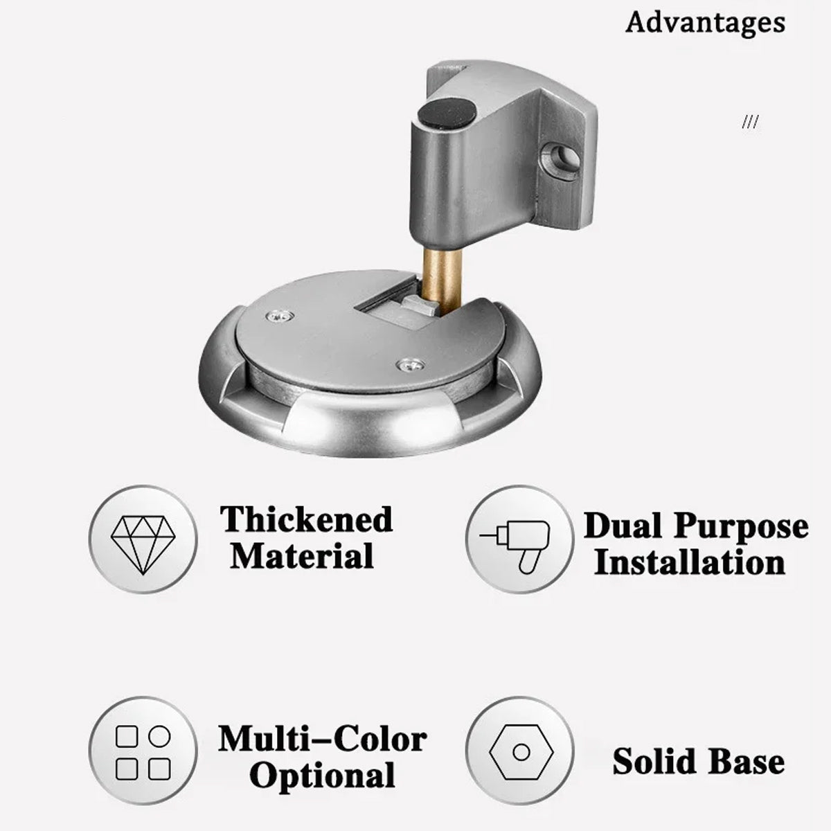 Zinc Alloy Push-Lock Floor-mounted Door Stopper 63mm - Brushed Silver