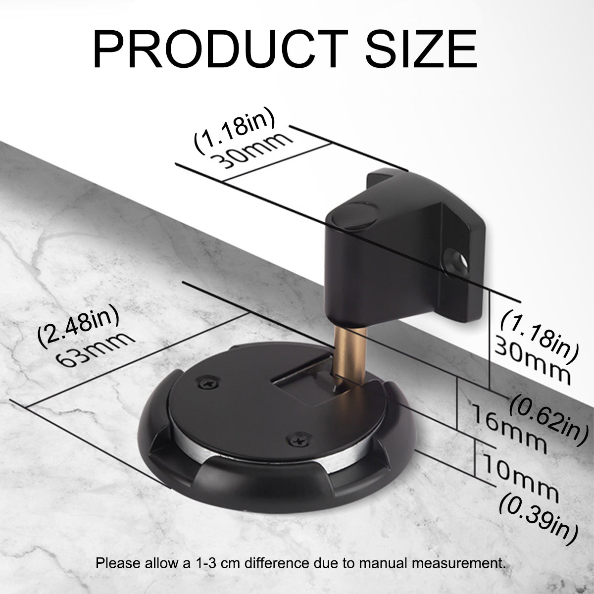Zinc Alloy Push-Lock Floor-mounted Door Stopper 63mm - Brushed Silver